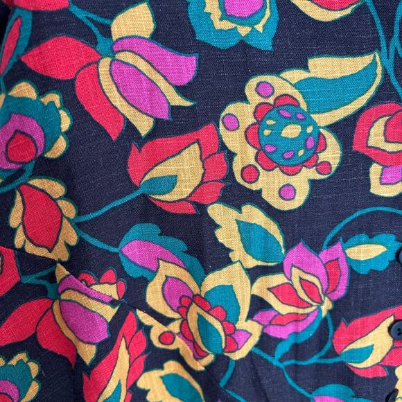 ModCloth dark floral crop top button up shirt size small whimsy retro - Picture 5 of 7